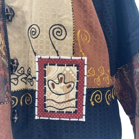 Vintage 80’s Indigo Moon Jacket Brown Patchwork Metallic Large - Picture 6 of 8